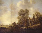 REMBRANDT Harmenszoon van Rijn View of a Town on a River oil painting picture wholesale